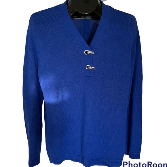 Blue V-Neck Sweater - Size Large - Picture 1 of 2